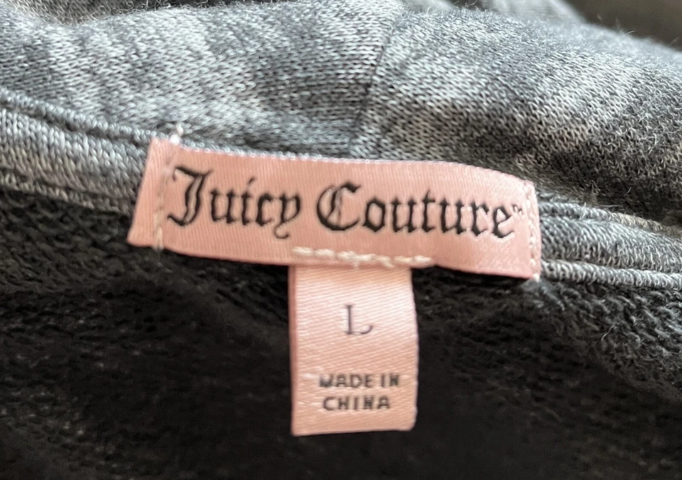 Chaleco para mujer Juicy Couture negro y gris lentejuelas talla L con capucha glamour informal fiesta Foto 4 de 4