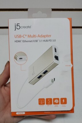 J5Create: USB-C Multi-Adapter (JCA374) HDMI/Ethernet/USB 3.1 Hub/PD 3.0, New