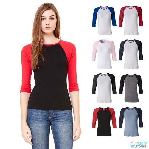 Slim Fit Ladies T-Shirt Baseball Tee 