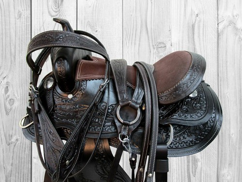 SELLA DA CORSA WESTERN IN VERA PELLE BAMBINI GIOVANI CANNA SET 12 13 14 - Foto 9 di 10