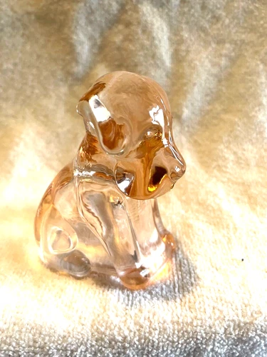 VINTAGE FEDERAL GLASS CANDY CONTAINERS DOGS PUPPIES PINK 1940'S