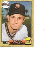 Robby Thompson Topps 1987 All Star Gold Cup Rookie Baseball Card #658 SF Giants