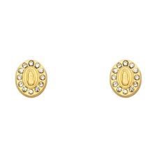 Real 14k Yellow Gold CZ Religious Virgin Mary Screw Back Studs Earrings