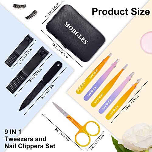Tweezers Set, Professional Nail Clippers and Tweezer Kit for A-multicolored - Bild 6 von 6