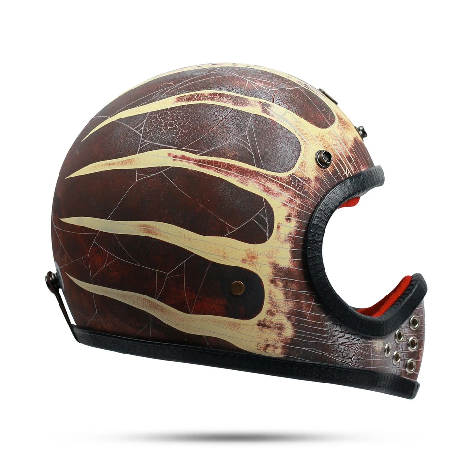 CASCO PERSONALIZADO DE COLECCIÓN CARA COMPLETA SLIMMOTO PÁTINA GRIETA ESCALADRERÍA PARA PASEO EN MOTOCICLETA Foto 2 de 4