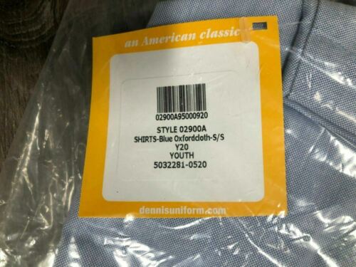 Dennis Uniform Youth Blue Short Sleeves Button Down Oxford Shirt Size Y20 - Picture 7 of 9