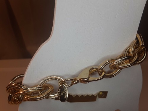 Erwin Pearl auffälliges klobiges Kettenarmband goldfarben 8 Zoll signiertes Logo - Bild 6 von 7