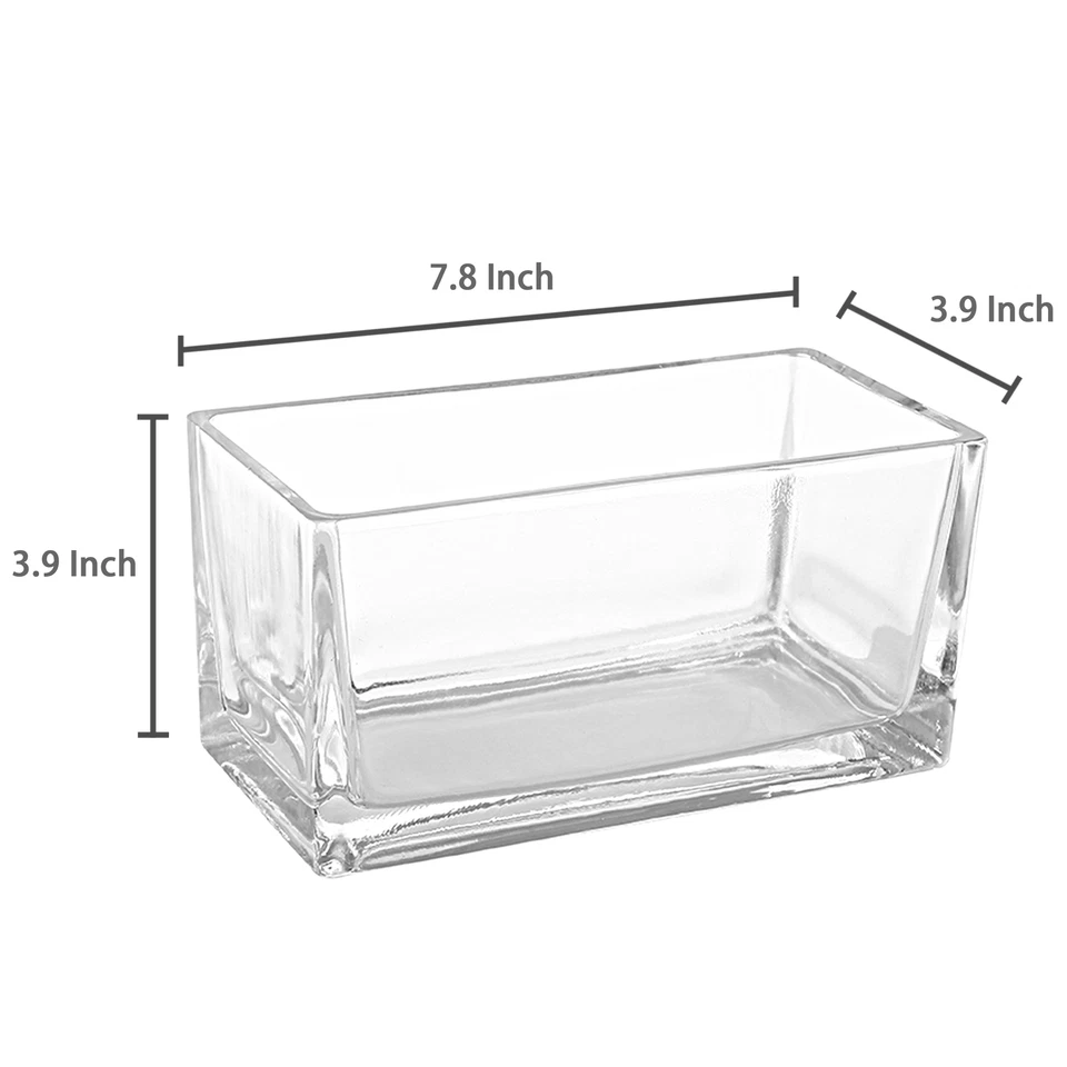 7.5-Inch Rectangular Glass Trough Vase, Succulent Planter Pot - Image 4 of 4