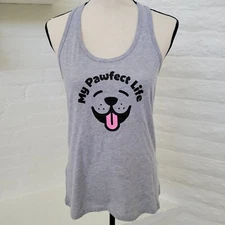 Bella + Canvas Womens Tank Top Graphic Dog Face Gray Dog My Pawfect Life Various
