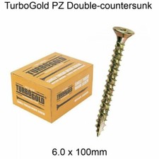 TurboGold Pozi Double Countersunk Multipurpose Wood Screws 6.0 x 100mm x 100 pcs
