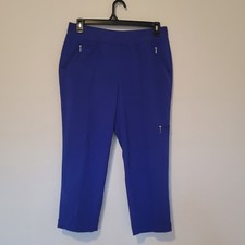 Zenergy by Chico  s Blue Neema Cropped Pants Womens Size 1 US 8/10 Zipper Pockets