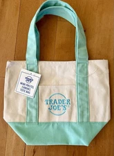 Trader Joe’s Mini Pastel Green Canvas Bag Tote Limited 2025 Edition NWT