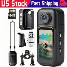 4K Mini Body Cam 64GB Wearable POV Cam with Magnetic lanyard for Cycling Sports