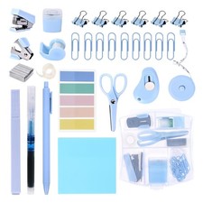 Mini Office Supply Kit, Blue Stapler with Staples and Tape Dispenser Set, Min...