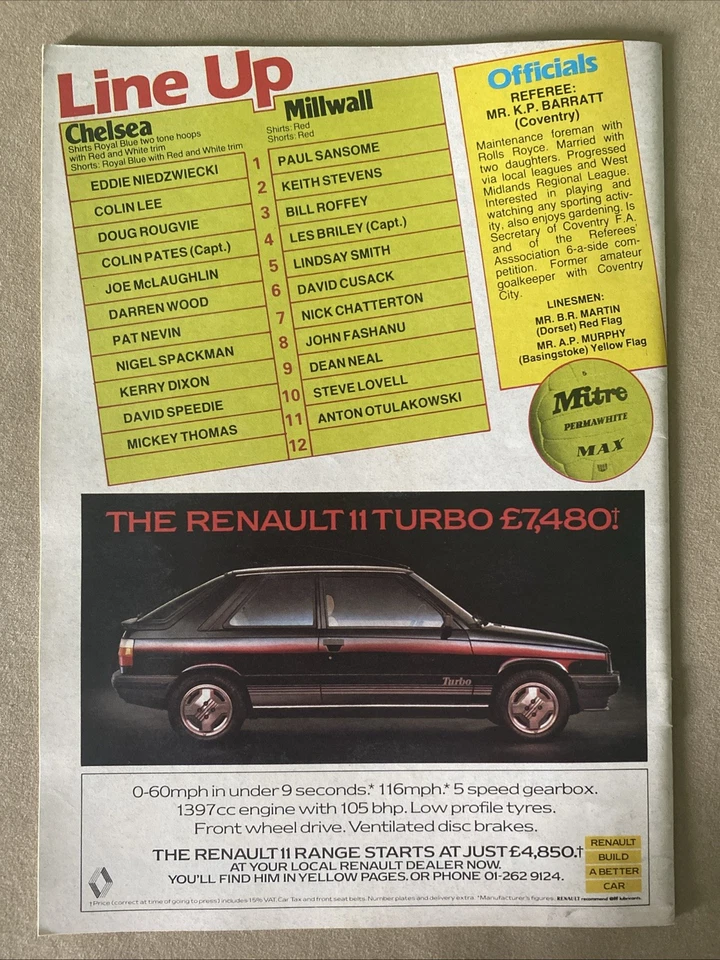 CHELSEA V MILLWALL 1984-85 FA CUP PROGRAMME - Image 3 of 4