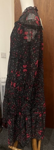 Maxi abito TED BAKER swing con volant dettaglio a strati disegno farfalla taglia 2 UK 10 - Foto 4 di 6