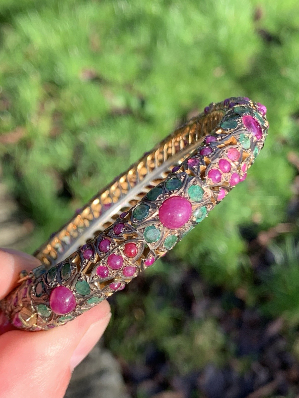 Silver Ruby And Emerald Antique Exceptional Large… - image 4