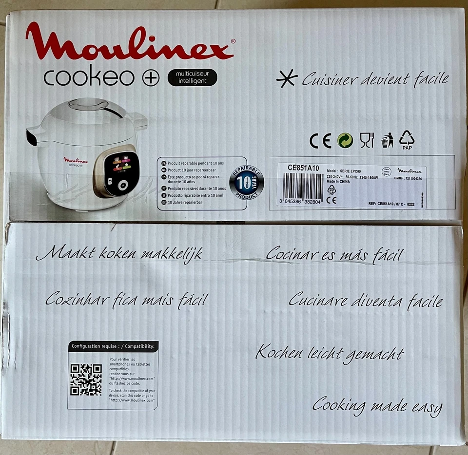 Moulinex Cookeo+ Intelligent Multicooker Bianco 6L - NUOVO SIGILLATO-150 ricette - Immagine 2 di 4