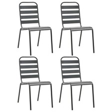 Outdoor Stacking Dining Chairs Slatted Patio Seat Garden Chair Steel vidaXL