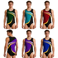Men Bodysuit Sleeveless Leotard Ballet Jumpsuit Sports One Piece Wrestling