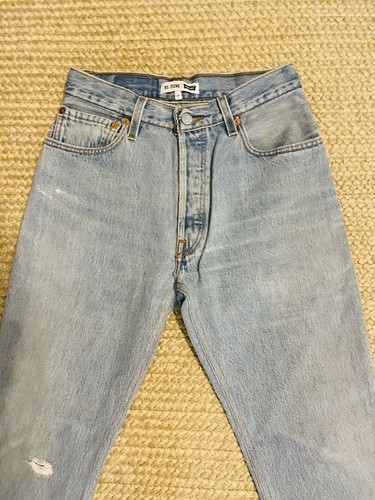 Re/Done Levi Womens 26 Inseam 29" High Rise Jeans Light Wash Skinny - Picture 2 of 4