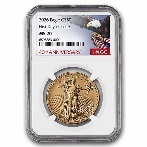 2026 1 oz American Gold Eagle MS-70 NGC (FDI, 40th Anniversary)