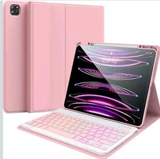 Pink Case Cover for Ipad Pro 12.9 Air 13"  w/ Backlit Keyboard Bluetooth 
