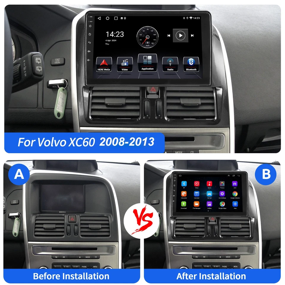 Radio estéreo para automóvil 4+64G para Volvo XC60 2008-2013 9" Android 14 navegación Apple Carplay Foto 4 de 4