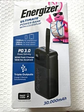 Energizer - Ultimate Lithium 30,000 mAh 30W Power Delivery 3-Port USB-C Unive...