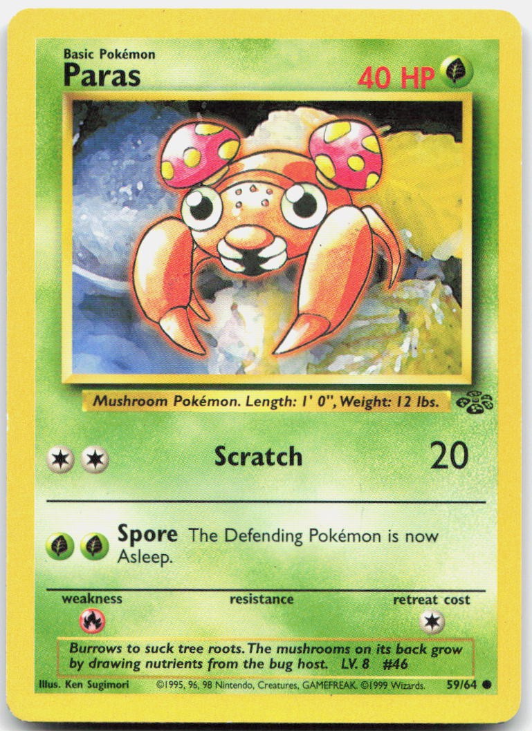 Paras 59/64 Common Jungle Pokemon Unlimited Lightly Played