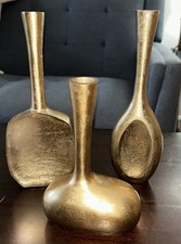 (3) Unique Vintage Modern MCM Style Gold Metal Cases 7” & 10”