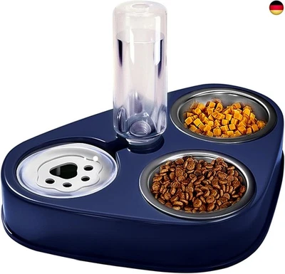 BESUCHE DEN AUVSTAR-STORE Rostfreier Stahl Doppelnapf,3 in 1 Katzenfutternäpfe Hoch mit Automatischem