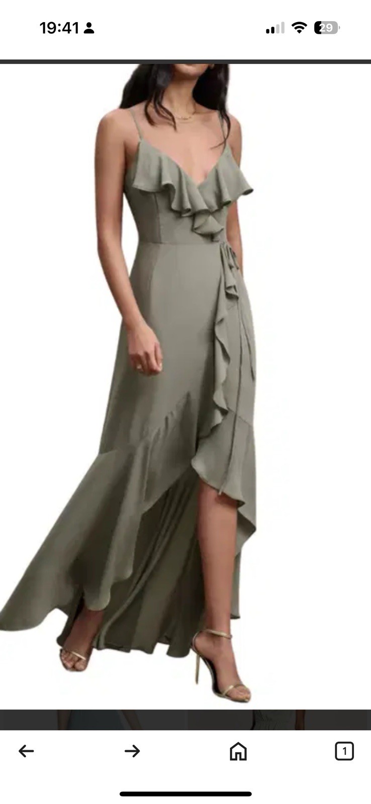 NWT BHLDN Hailee Ruffle Wrap Dress in Olive Sage Green Size 14