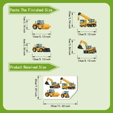 Waterproof PVC Wall Sticker Construction Vehicle Theme 29 20cm Yellow Color