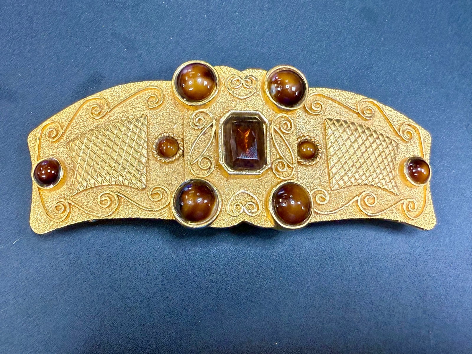 Interlocking Two Piece with Tigers Eye Stone Inla… - image 14