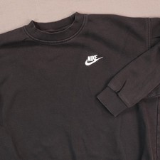 Nike Sweatshirt Older Kids Girls MD Oversized Black Club Fleece Crewneck Logo