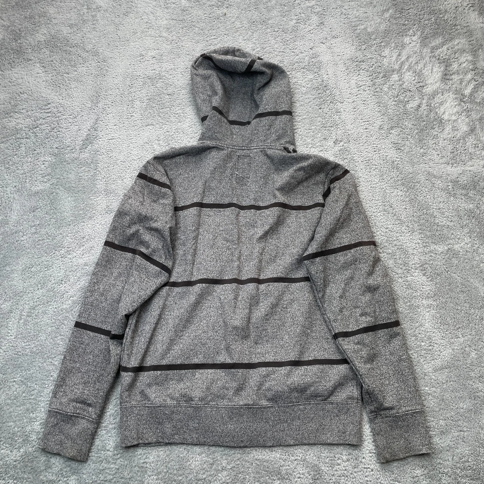 Billabong Sudadera con Capucha Para Hombres Grande Gris Rayas Logo Polar Algodón Cremallera Completa Surf Patín Foto 2 de 4