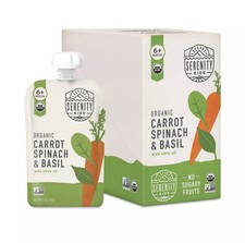  6 Pouches Serenity Kids Organic Baby Food Veggie Carrots Spinach Basil