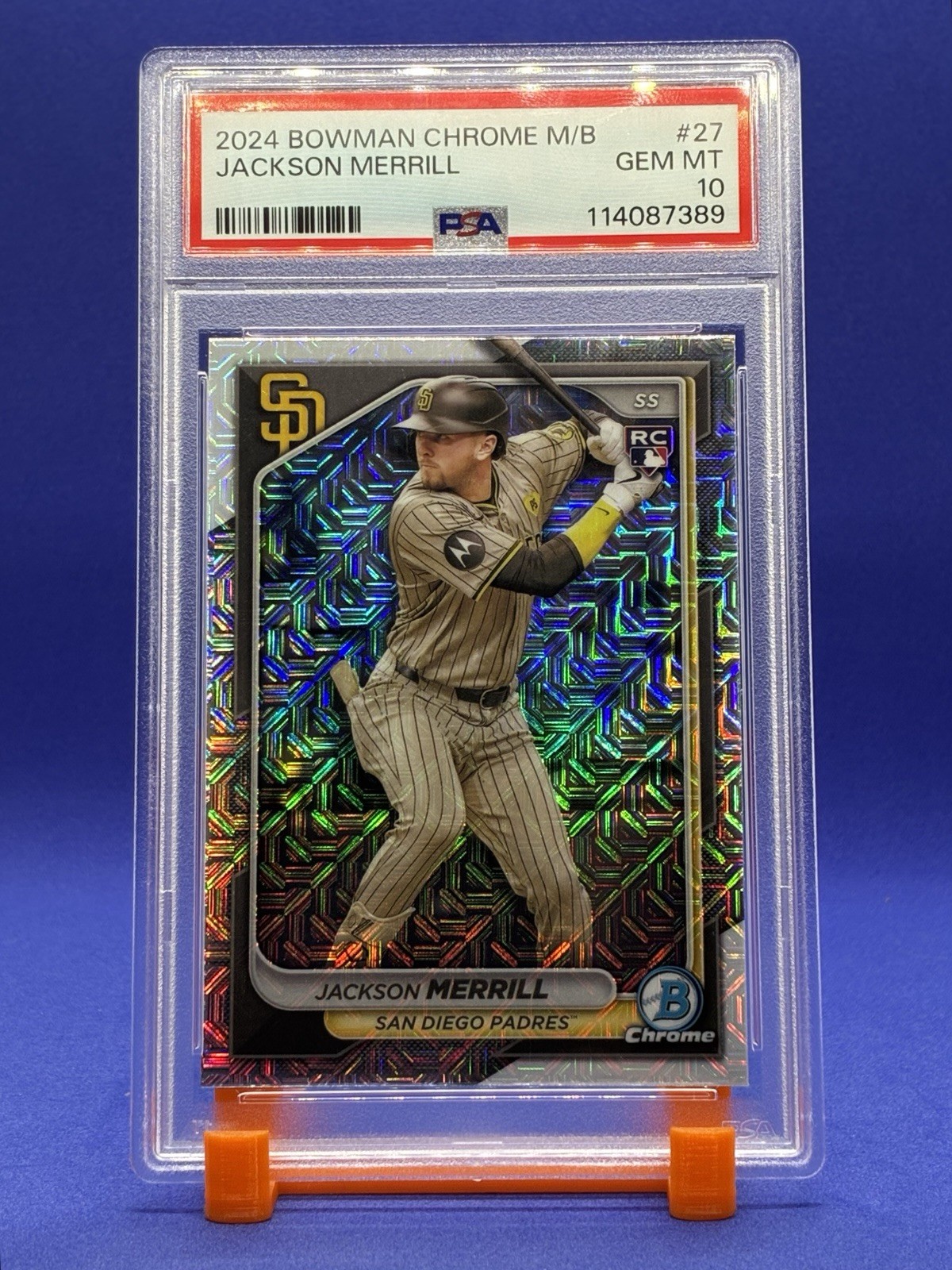 2024 Bowman Chrome Jackson Merrill #27 (RC) Mojo Refractor PSA 10 Padres Star ⭐️