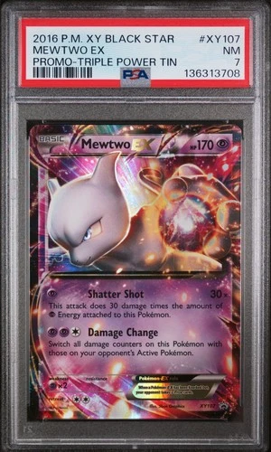 2016 POKEMON XY BLACK STAR PROMO TRIPLE POWER TIN #XY107 MEWTWO EX PSA 7