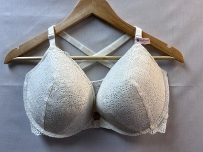 Victorias Secret Coconut Posey Lace 36 F Sexy Tee Push Up Padded Front Close Bra
