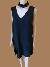 Marc Jacobs Dress Vintage Y2K Black Minimalist V Neck Box Pleated Drop Waist M