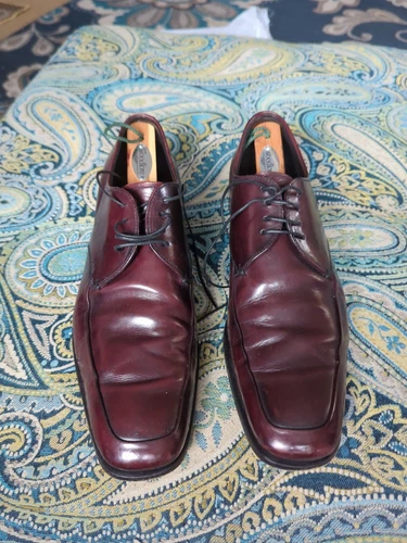 Scarpe eleganti uomo Prada Oxford in pelle bordeaux taglia 8 5