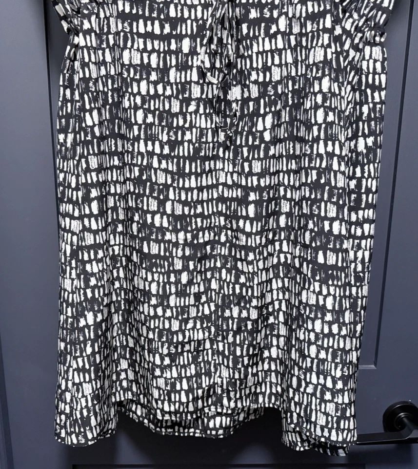 NWOT Eileen Fisher Black Silk Short Sleeve Seraglio Printed Dress Women SZ L - Image 4 of 4