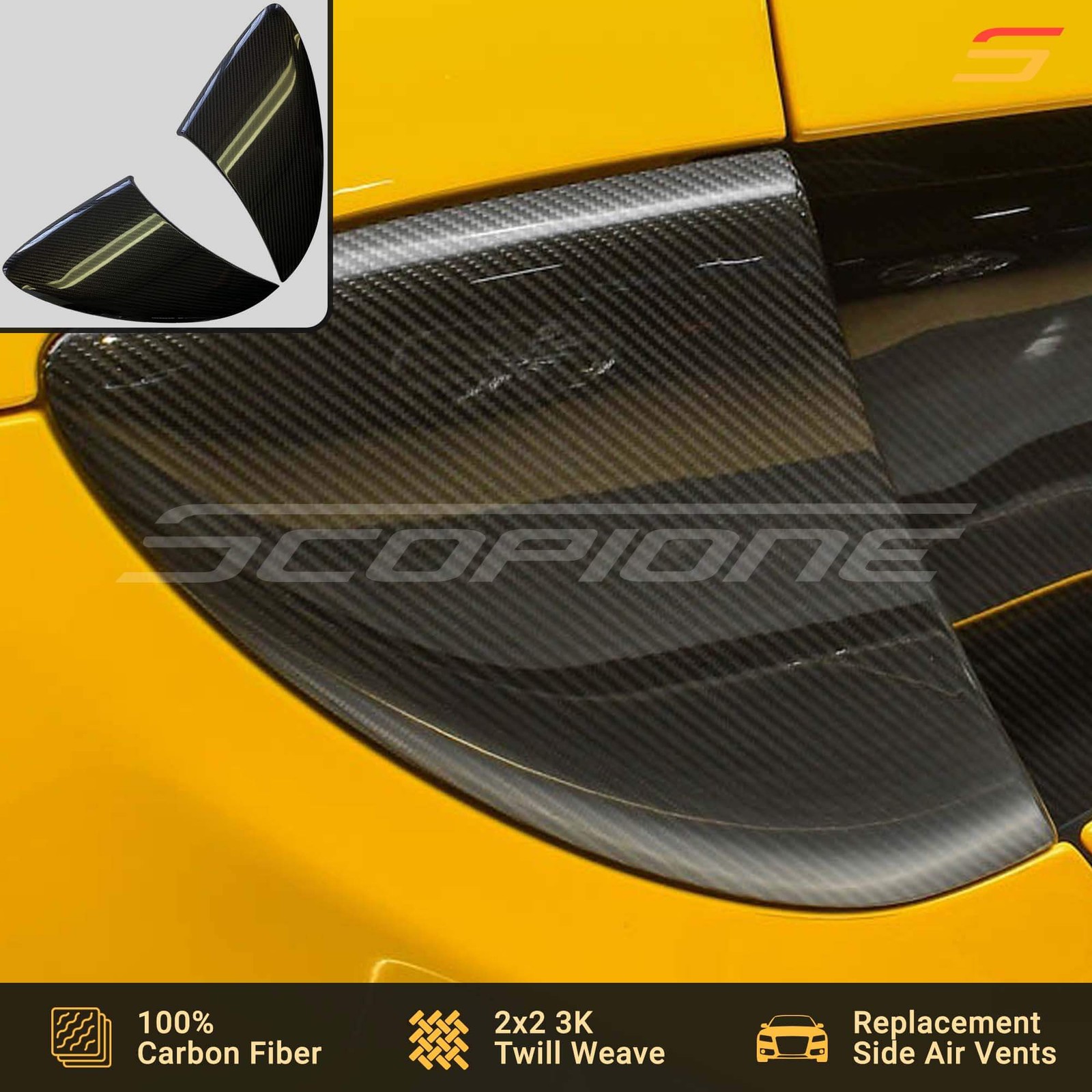 Scopione Carbon Fiber Side Air Intake Covers for McLaren 540C 570GT 570S 600LT