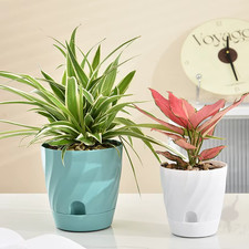 Modern Plastic Plant Pot Flower Planter Indoor Attached Saucer Tray Drainage