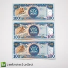 TRINIDAD & TOBAGO: 3 x 100 Trinidad & Tobago Dollar Banknotes.