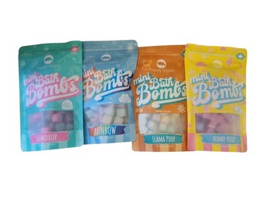 4X Bags - Happy Hippo Mini Bath Bombs, Llama & Bunny Poop, Rainbow, Gumdrop