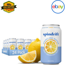 Spindrift Sparkling Water Lemon Real Fruit 12oz Cans Low Calorie 24 Pack