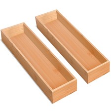 Silverware Drawer Organizer, Utensil Organizer, Bamboo Storage Box Wood Tray ...
